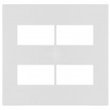 Placa 4 Módulos Separados com Suporte 4x4 - RECTA Branco Satin Fosco